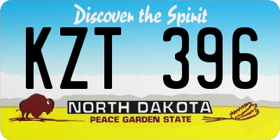 ND license plate KZT396