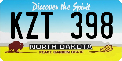 ND license plate KZT398