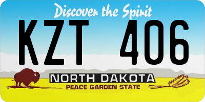 ND license plate KZT406