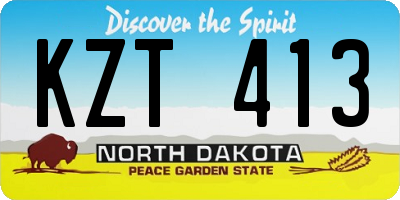 ND license plate KZT413