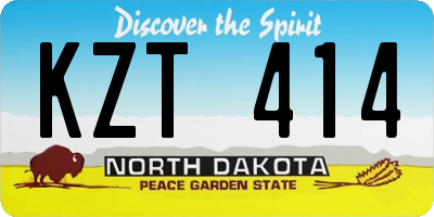 ND license plate KZT414