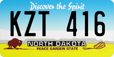 ND license plate KZT416