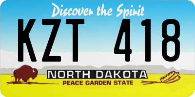 ND license plate KZT418