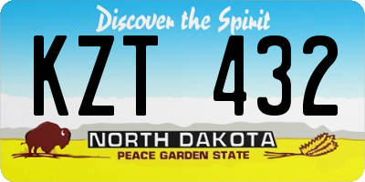 ND license plate KZT432