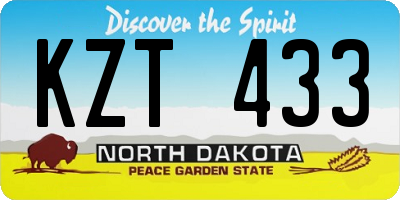 ND license plate KZT433