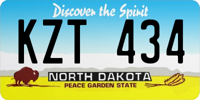 ND license plate KZT434