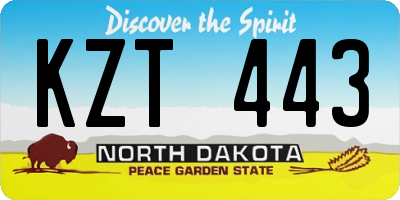 ND license plate KZT443