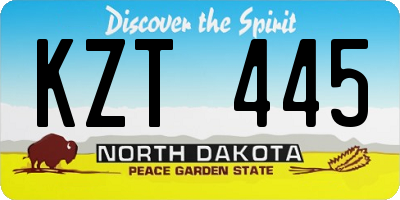 ND license plate KZT445