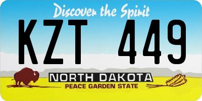 ND license plate KZT449