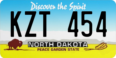 ND license plate KZT454