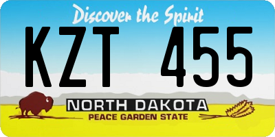 ND license plate KZT455