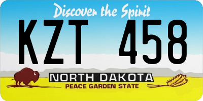 ND license plate KZT458