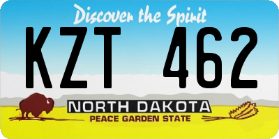 ND license plate KZT462