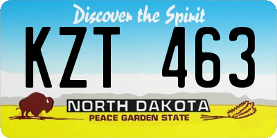 ND license plate KZT463