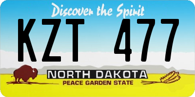 ND license plate KZT477