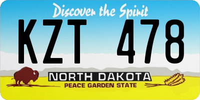 ND license plate KZT478