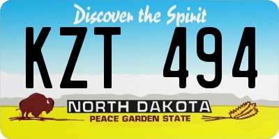 ND license plate KZT494