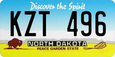 ND license plate KZT496