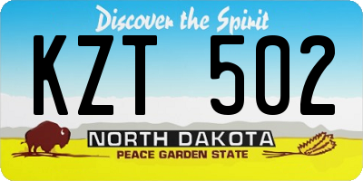 ND license plate KZT502