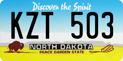 ND license plate KZT503