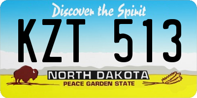 ND license plate KZT513