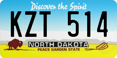 ND license plate KZT514