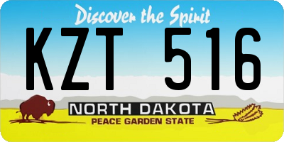 ND license plate KZT516