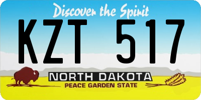 ND license plate KZT517