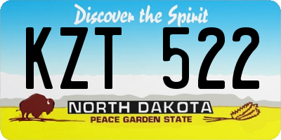 ND license plate KZT522