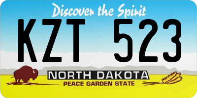 ND license plate KZT523