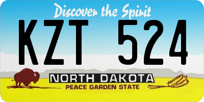 ND license plate KZT524