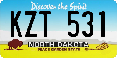 ND license plate KZT531