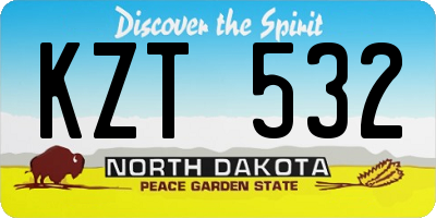 ND license plate KZT532