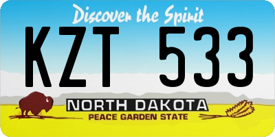 ND license plate KZT533