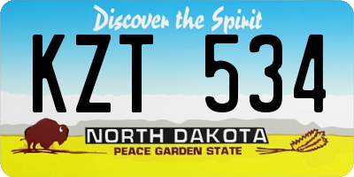 ND license plate KZT534