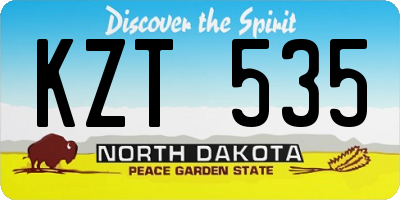 ND license plate KZT535