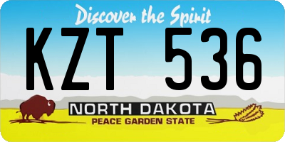 ND license plate KZT536