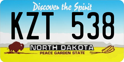 ND license plate KZT538