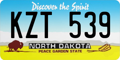 ND license plate KZT539