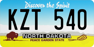ND license plate KZT540
