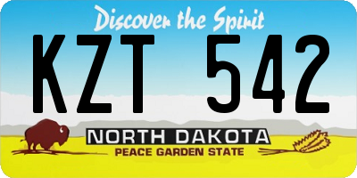 ND license plate KZT542