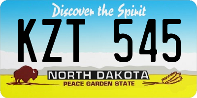 ND license plate KZT545