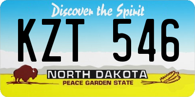 ND license plate KZT546