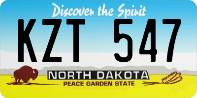 ND license plate KZT547