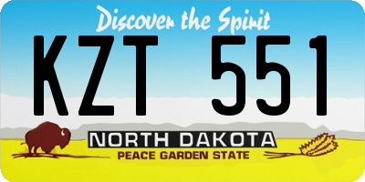 ND license plate KZT551