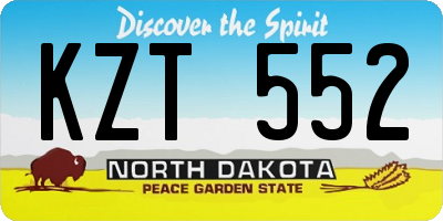 ND license plate KZT552