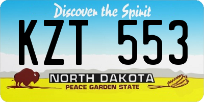 ND license plate KZT553