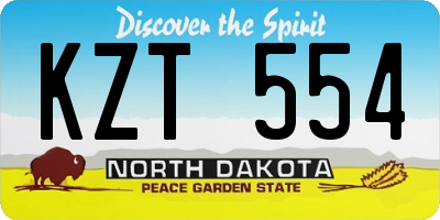 ND license plate KZT554