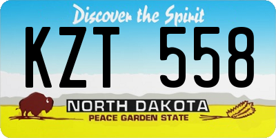 ND license plate KZT558