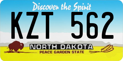 ND license plate KZT562